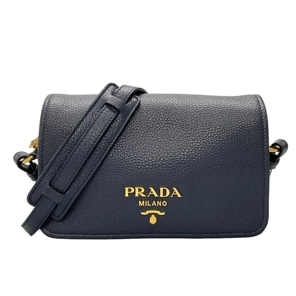 PRADA - Navy Leather Shoulder Bag 772-080525 - Picture 1 of 14